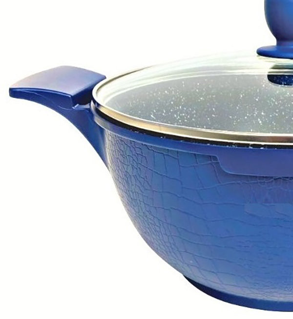Cheffinger Pannenset - Crocodile Line - 6-delig - 20, 24 & 28cm - Blauw - TEKZEN