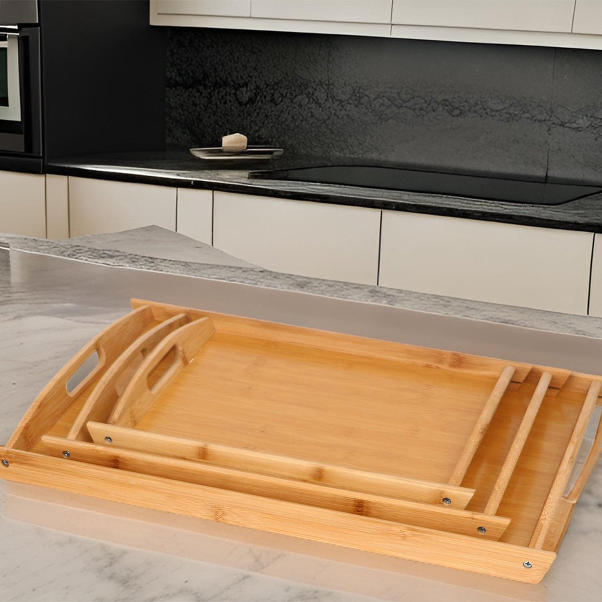 Cheffinger Tray Set - 3-piece - Bamboo - 38/44/50cm - Serving Tray Set