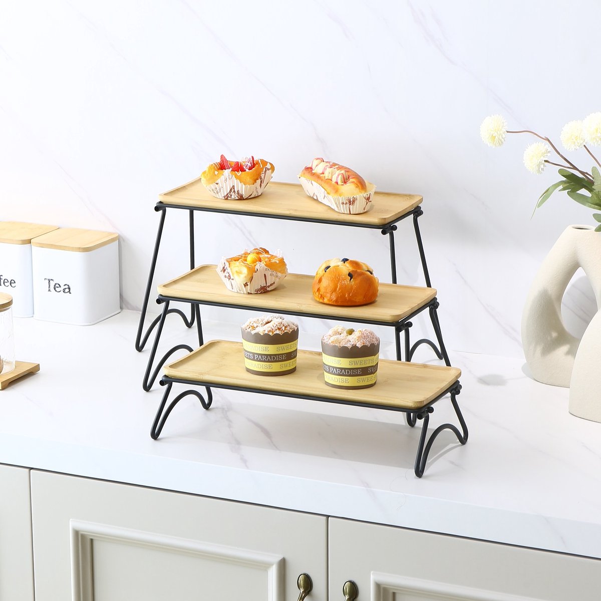 Cheffinger Tablett-Set mit Beinen - 3-teilig - Bambus
