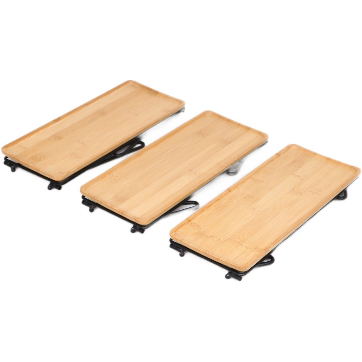 Cheffinger Tablett-Set mit Beinen - 3-teilig - Bambus