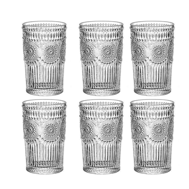 Cheffinger Trinkgläser - 6er Set - 400ml - Retro Vintage