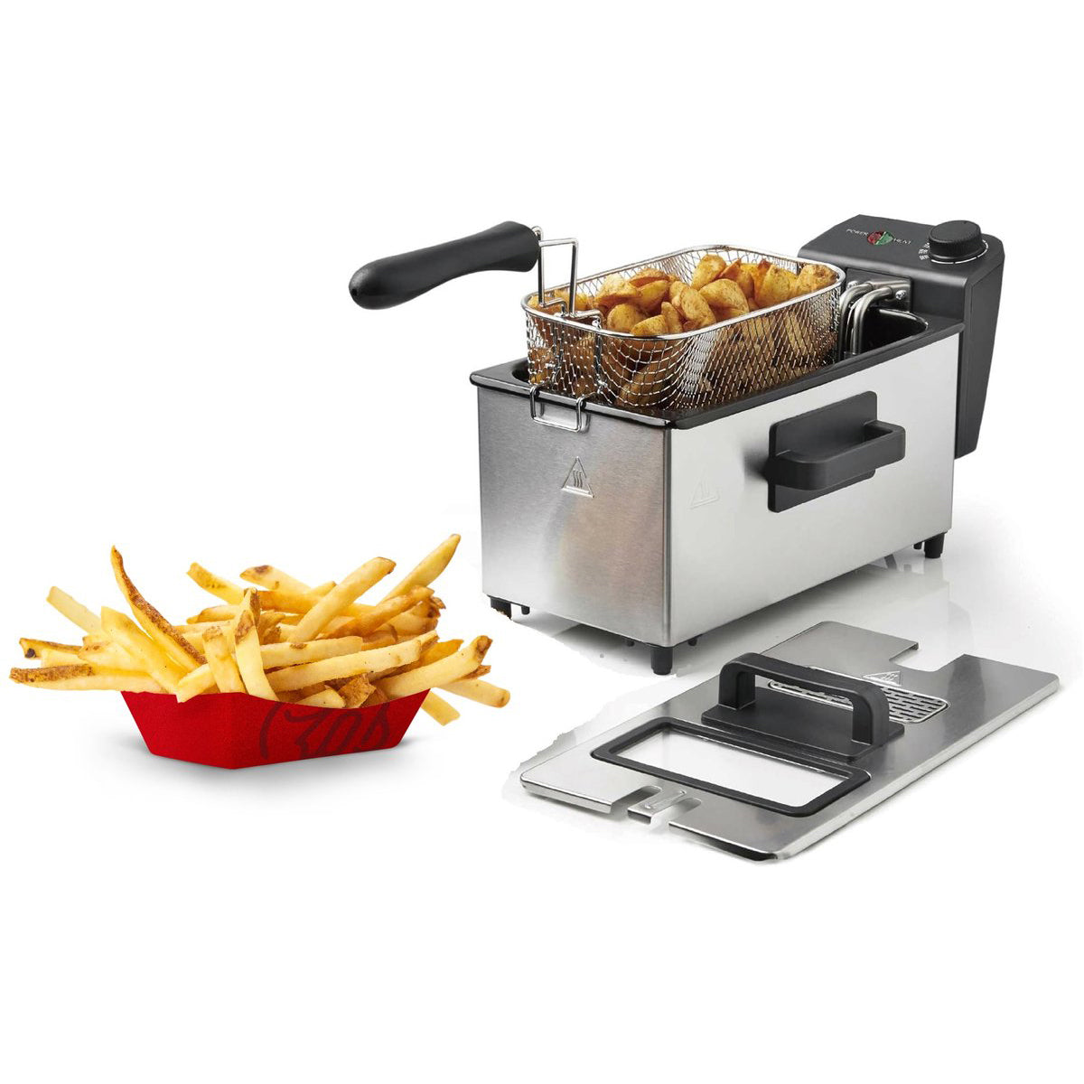 Cheffinger Friteuse - 3L - RVS - 2000W - Met Kijkvenster & Uitneembare Frituurmand - Frituurpan