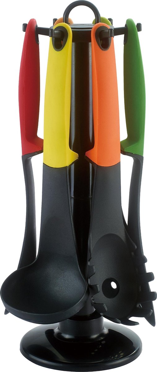 Cheffinger Keukengerei Set - 7-delig - Multi Kleur - 360° Draaibare Standaard - Kookgerei Set - TEKZEN