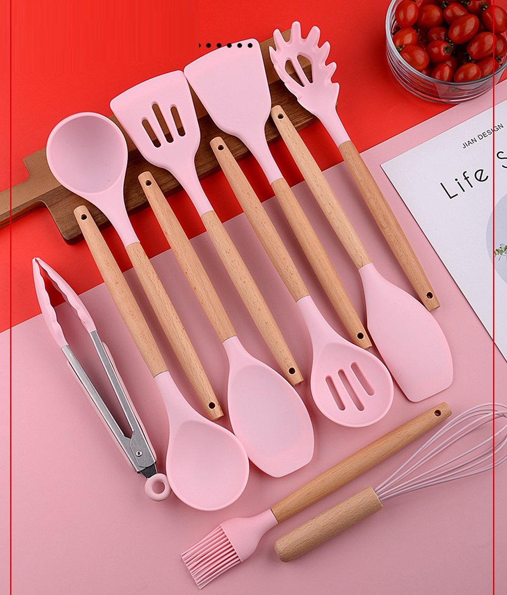Cheffinger Kookgerei Set met Houder - 12-delig - Keukengerei Set
