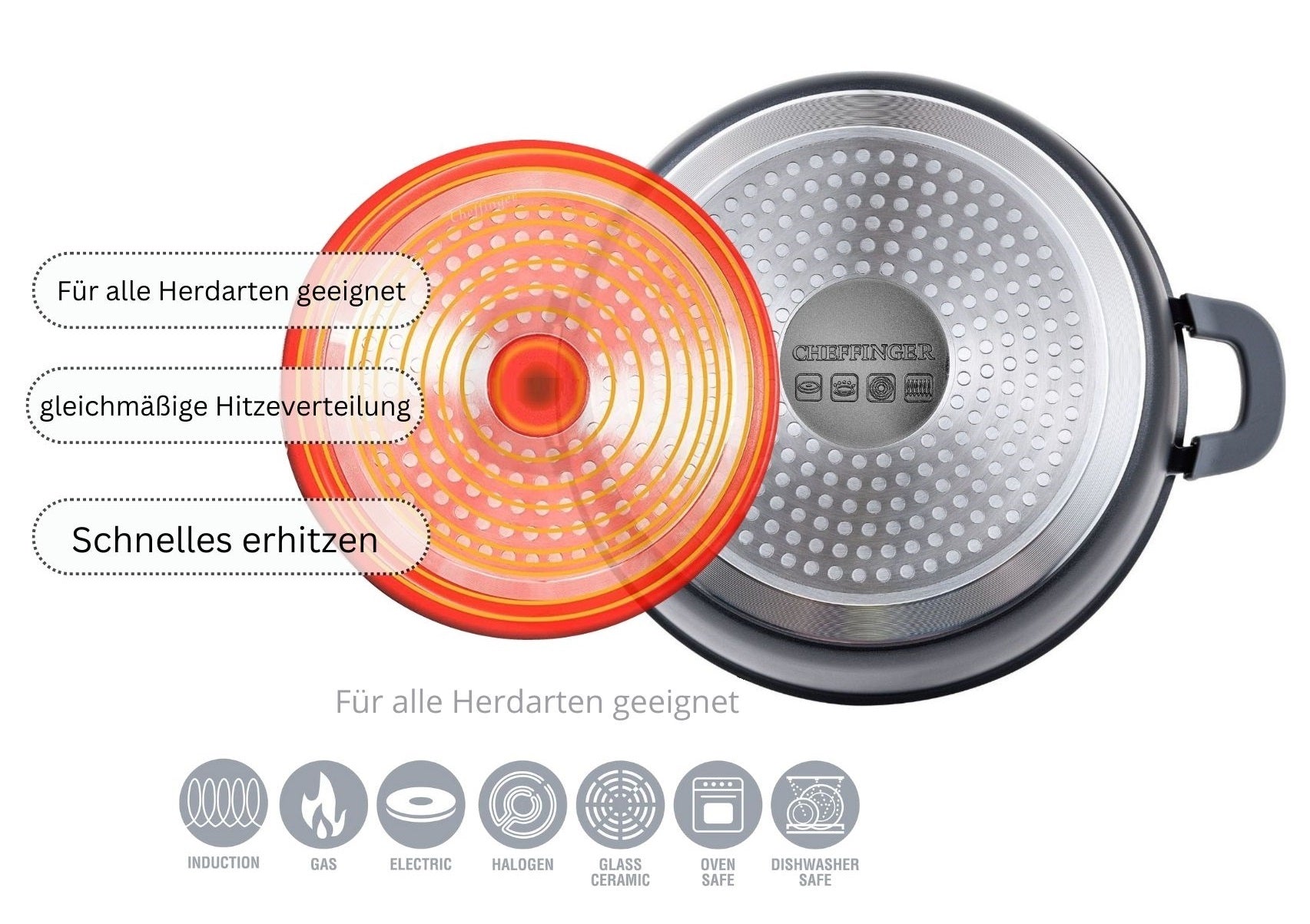 Cheffinger Tajine - 28cm - Grau - Ofenfest - Induktion 