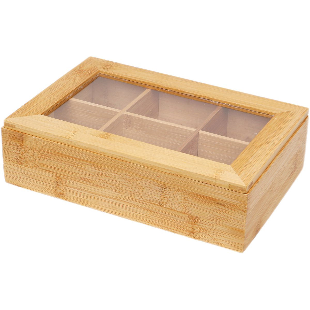 Cheffinger Tea Box 6 Compartments - Spacious Compartments for Pickwick, Pukka, Twinings, Clipper - Tea Chest - Bamboo