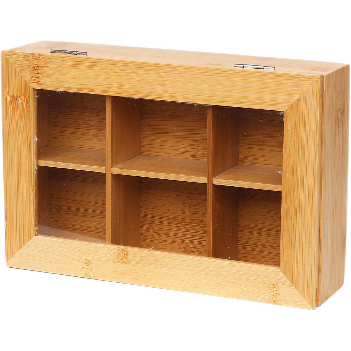 Cheffinger Tea Box 6 Compartments - Spacious Compartments for Pickwick, Pukka, Twinings, Clipper - Tea Chest - Bamboo