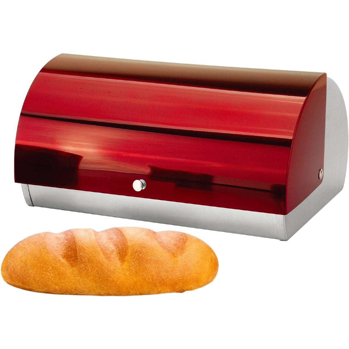 Clever Bread Bin - Metallic Red - Stainless Steel - 38cm