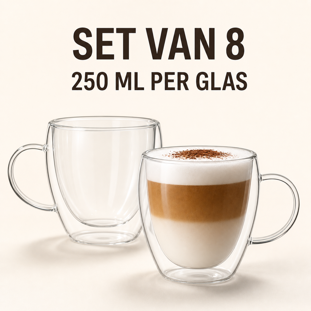 Glozini Dubbelwandige Glazen met Oor glas productafbeelding 3