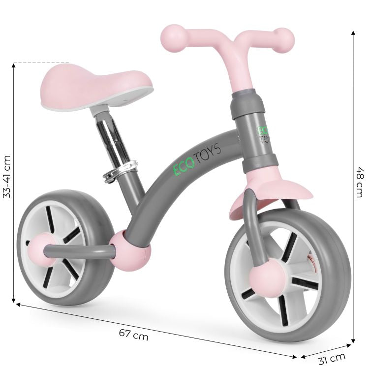 ECOTOYS Loopfiets - EVA Wielen - Verstelbaar Zadel - Grijs - 3+ – foto 3