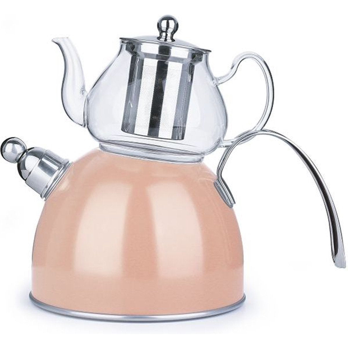 Ferveo Djena Türkisches Teekannen-Set – 0,8/2,5 l – Roségold – Induktion