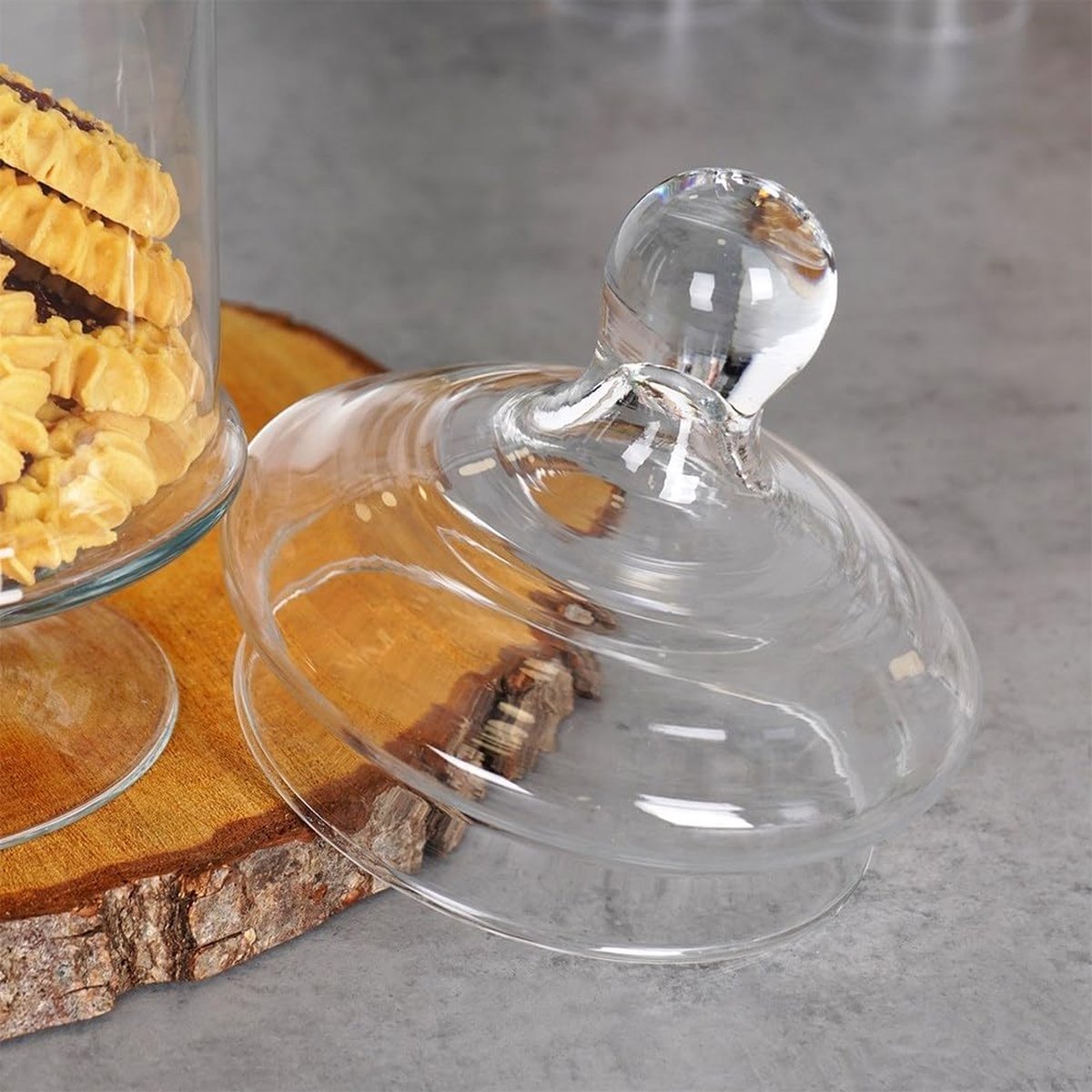 Glozini Glazen Snoeppot op Voet met Deksel - 33cm