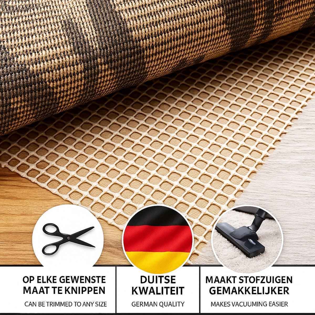 Cheffinger.nl Antislipmat Voor Vloerkleed - 240x230 cm - Antislip tapijt - Ondertapijt - Onderkleed - Antisliponderkleden - Antislipmat onder Vloerkleed