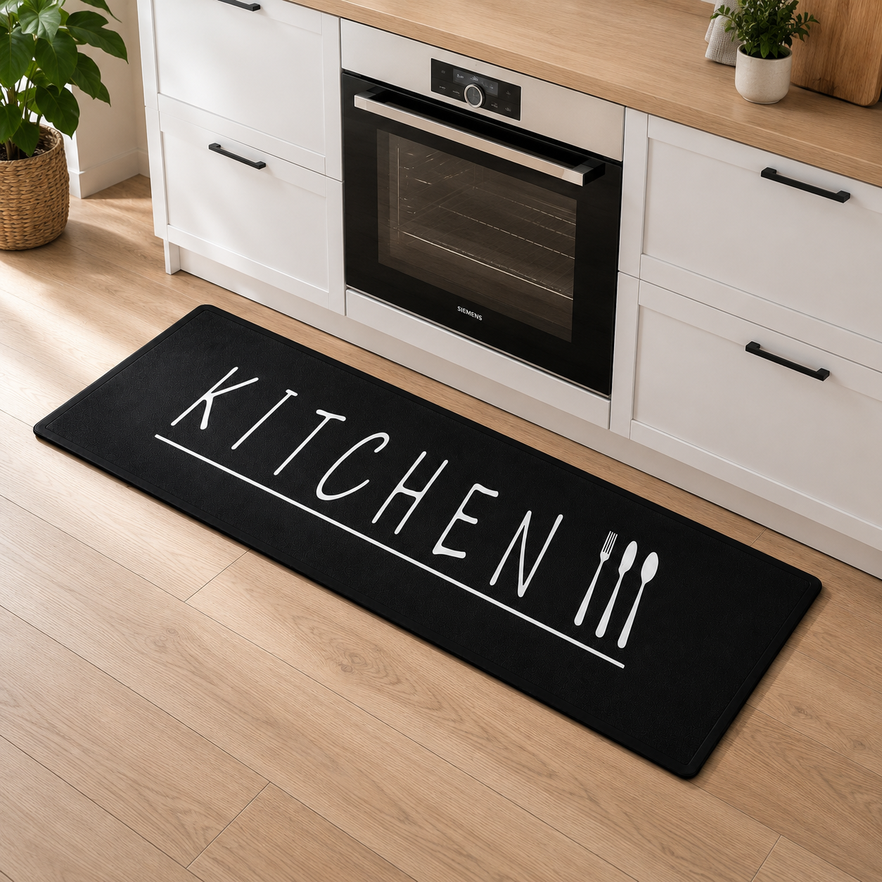 Hauskraft Keukenloper Kitchen - Zwart - 80x200 cm - Vloerkleden - Keuken Tapijt - Keukenmat - Loper Tapijt - Loper Vloerkleed
