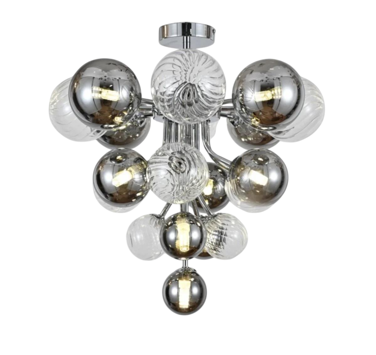 Kadirelli Industrielle Deckenlampe - 10x G9 - 40W - Kronleuchter - Hängelampe - Luxuriöse, rauchfarbene, klare Chromlampe