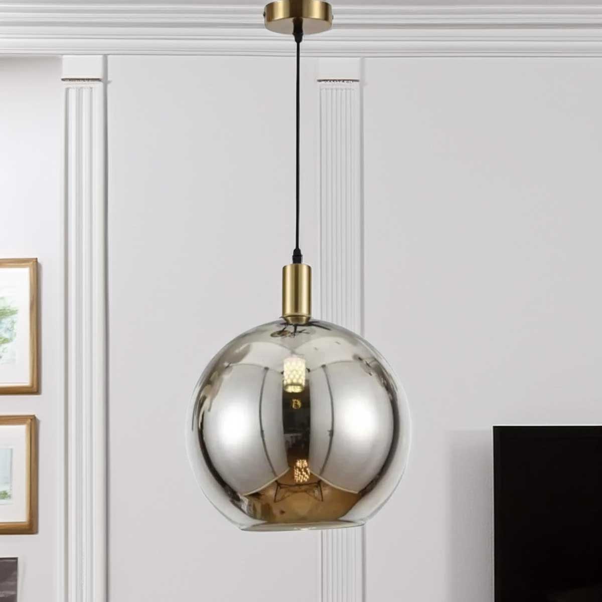 Kadirelli Industrielle Deckenlampe - 1x E27 - 40W - Kronleuchter - Hängelampe - Luxuriöse goldene Lampe geräuchert