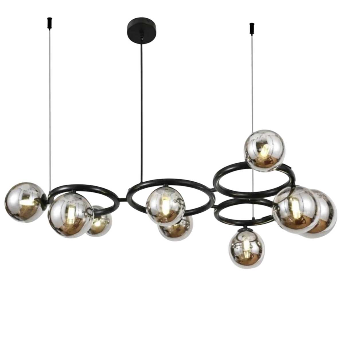 Kadirelli Industrielle Deckenlampe - 9x G9 - 40W - Kronleuchter - Hängelampe - Luxuriöse schwarz geräucherte Lampe