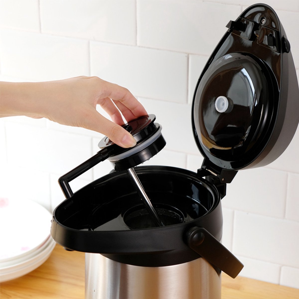 Kadirelli Thermoskan met Pomp - 2,5 Liter - Thermosfles - RVS