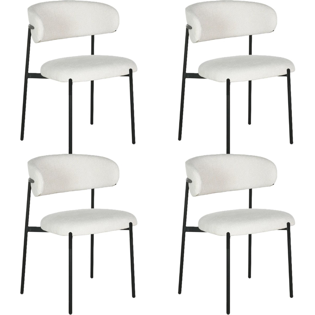 Kadirelli - Eetkamerstoel - Set Van 4 - Off-White - Microfiber Stof - Microvezel - Modern - Japandi