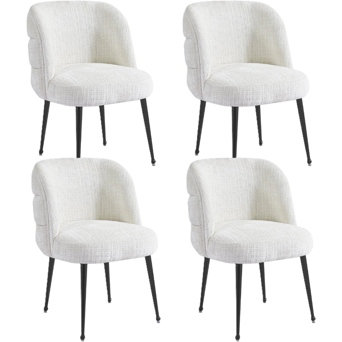 Kadirelli - Eetkamerstoel - Set Van 4 - Wit - Microfiber Stof - Microvezel - Modern - Hotel Chique