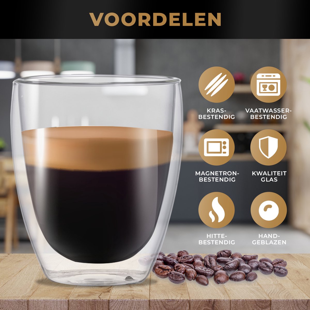 RoyalGoods Kleine Dubbelwandige Glazen - 80 ml – Set van 6 - Espresso Glazen - Kleine Glazen - TEKZEN