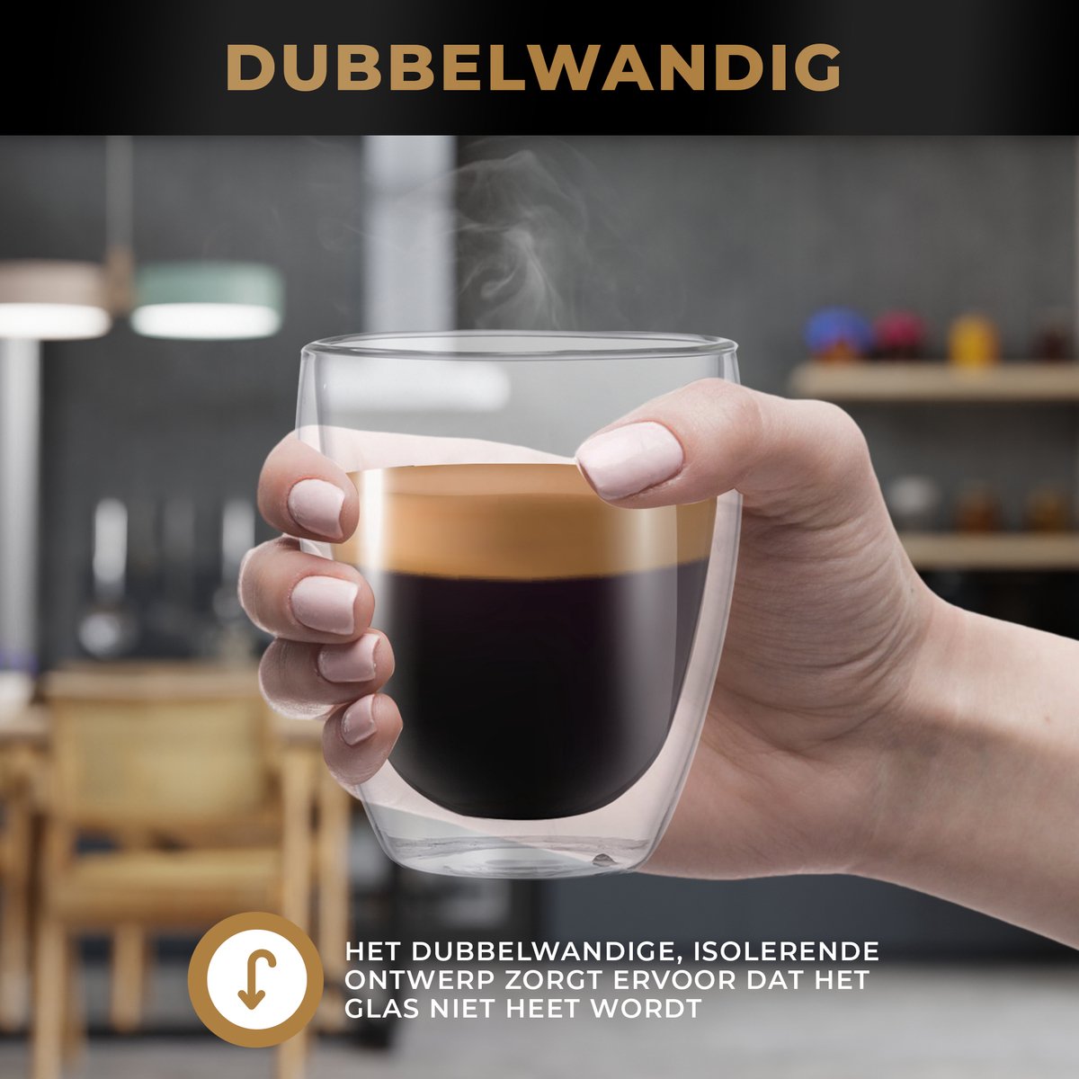 RoyalGoods Kleine Dubbelwandige Glazen - 80 ml – Set van 4 - Espresso Glazen - Kleine Glazen - TEKZEN