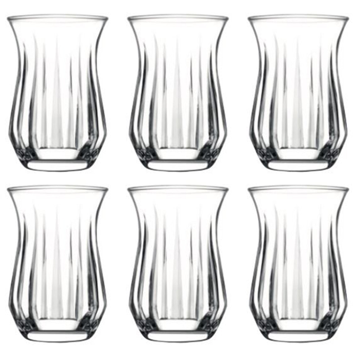 MONOO Diamonds - Turkse Theeglazen - Set van 6 - 155ml - Çay Bardağı