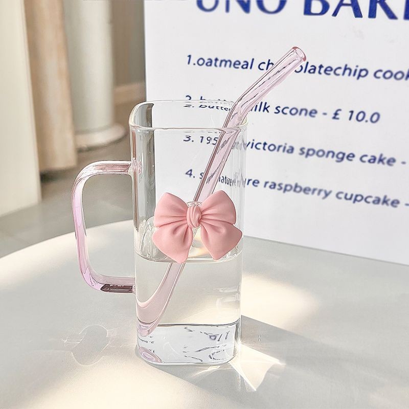 MONOO Gläser mit Deckel, Schleife und Strohhalm - 2 Stück - 400ml