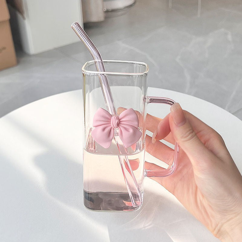 MONOO Gläser mit Deckel, Schleife und Strohhalm - 2 Stück - 400ml
