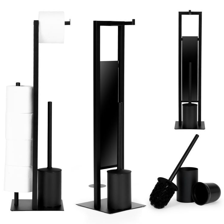 ModernHome Toiletrolhouder - Met Toiletborstel & Reserverolhouder - Zwart – foto 1