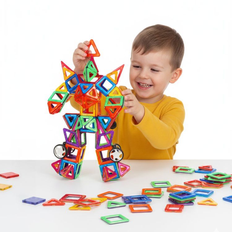 Multistore Magnetische Bouwblokken - 130-delige Bouwset - Huis, Auto & Aanhanger – foto 4