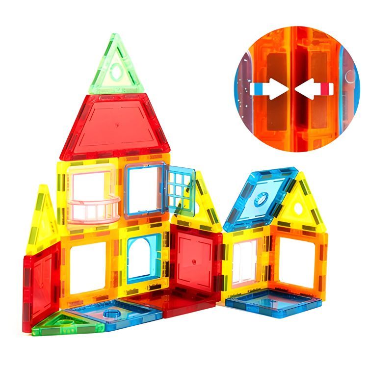 Multistore Magnetische Bouwblokken - 130-delige Bouwset - Huis, Auto & Aanhanger – foto 8
