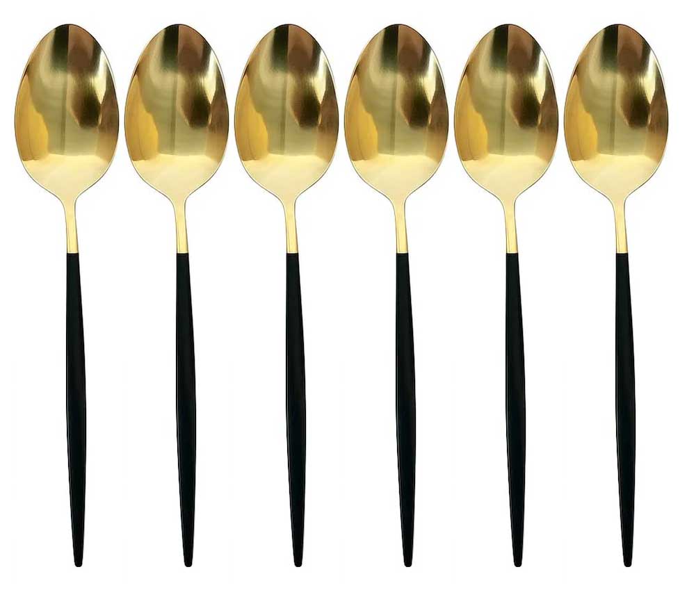 Kadirelli Tafellepel - Set van 12 - RVS lepels - Soeplepels - Goud/Zwart