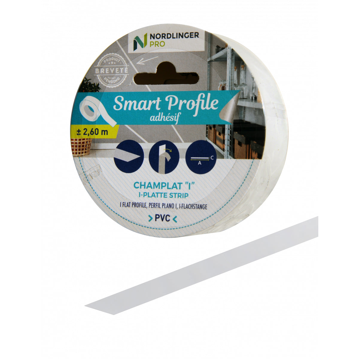 Nordlinger Pro Smart Profile flat strip white PVC 3cm/2.6m