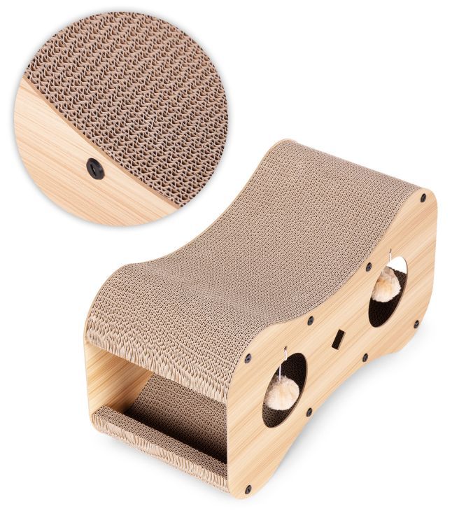 Petsi Kattenkrabber met Huisje - Karton & MDF - 55 cm - Met Pompons – foto 3