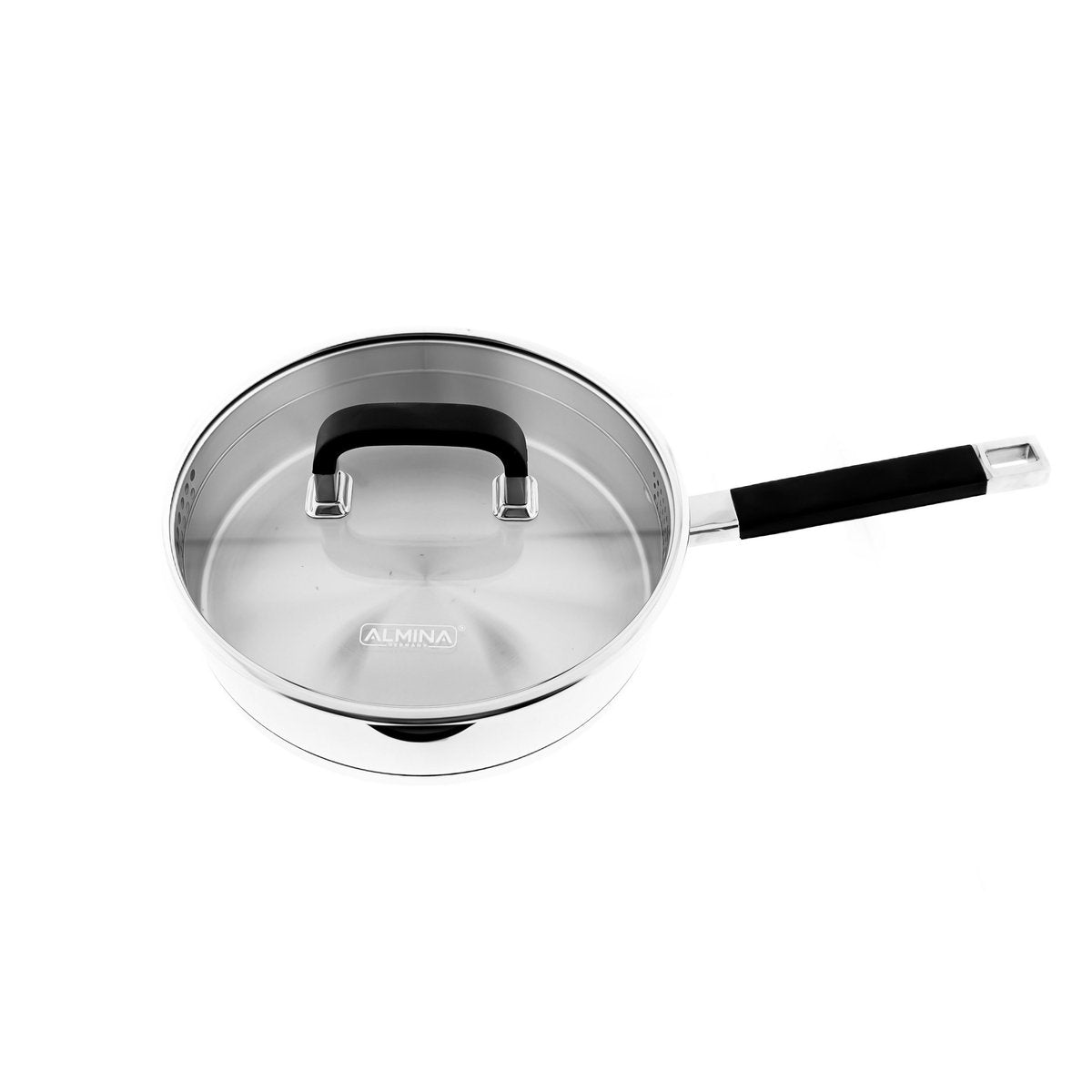 Almina Hapjespan met Deksel - Ø28 cm - Edelstaal - 3,5L - TEKZEN