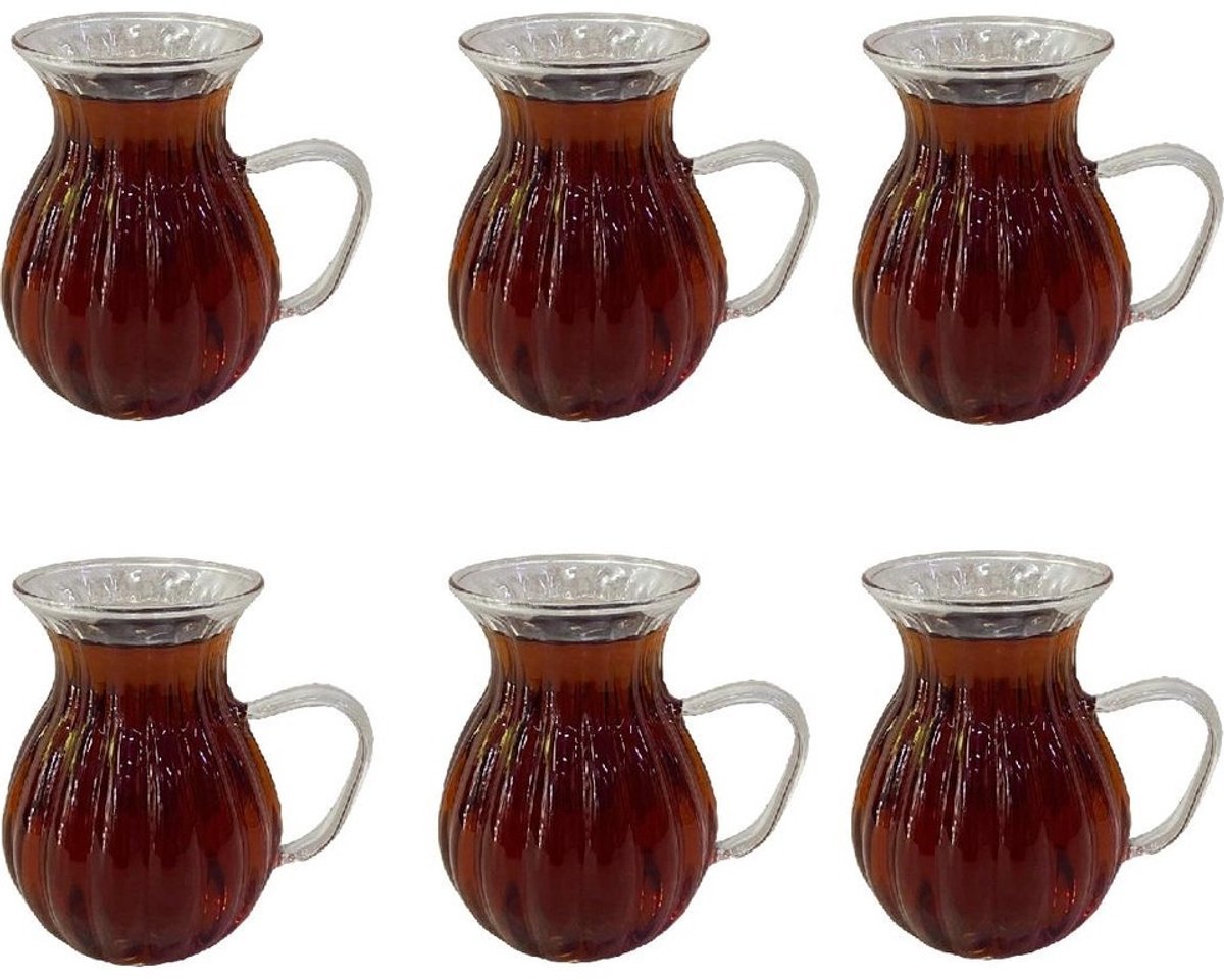 Almina Luana Le Manila - Turkse Theeglazen met Oortje - 180ml - Set van 6 - Turkse Theeglas - TEKZEN