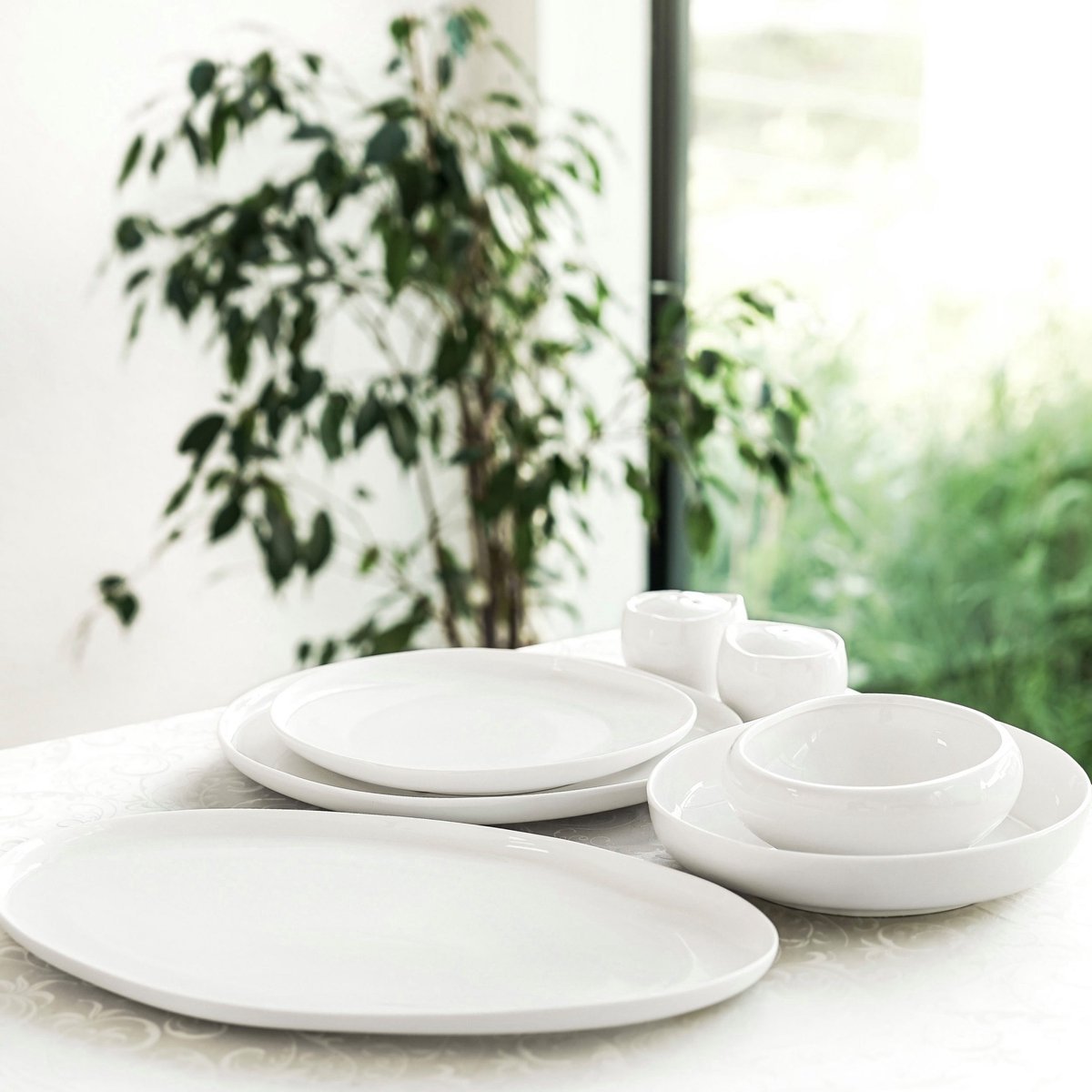 Almina Wave - Porseleinen Serviesset - 27 - delig - Wit - 6 - Persoons - Dinerset - TEKZEN