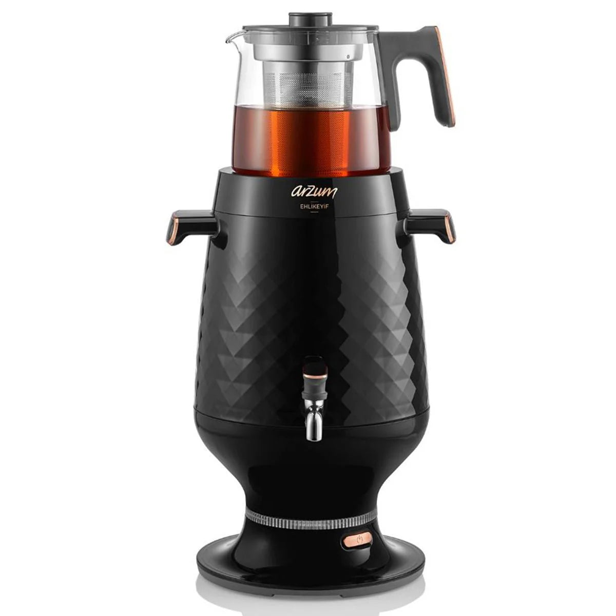 Arzum Ehlikeyf Samovar AR3083 - Zwart - Turkse Theemachine - 3.5 + 1.2 liter - Led-indicator - 2200W