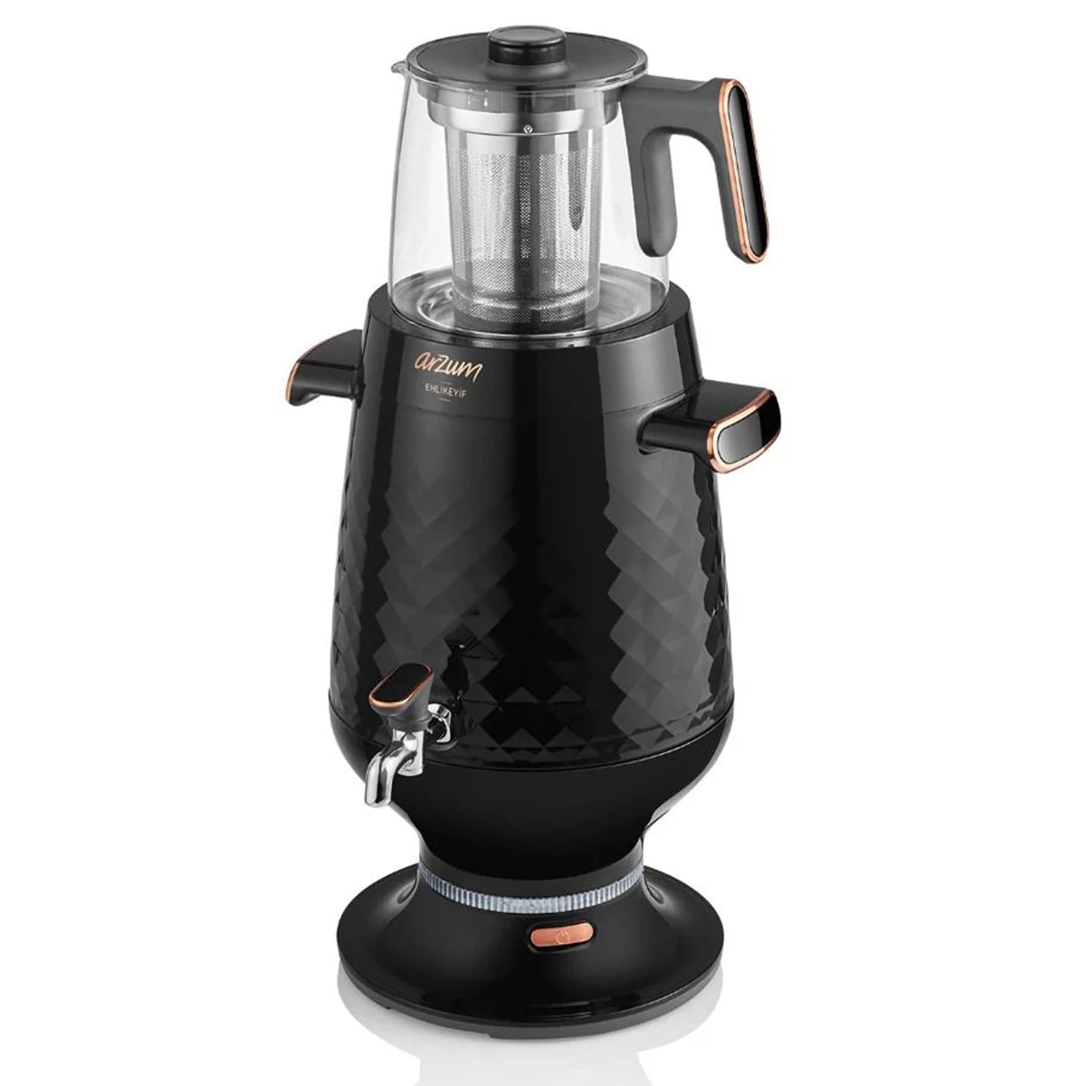 Arzum Ehlikeyf Samovar AR3083 - Zwart - Turkse Theemachine - 3.5 + 1.2 liter - Led-indicator - 2200W