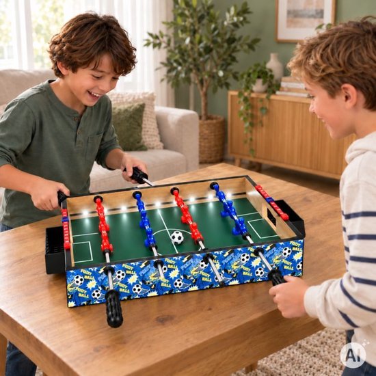 ECOTOYS Mini Tafelvoetbaltafel - 50x30 cm - Tafelvoetbalspel voor Kinderen - Compact Voetbalspel – foto 3