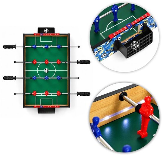ECOTOYS Mini Tafelvoetbaltafel - 50x30 cm - Tafelvoetbalspel voor Kinderen - Compact Voetbalspel – foto 9