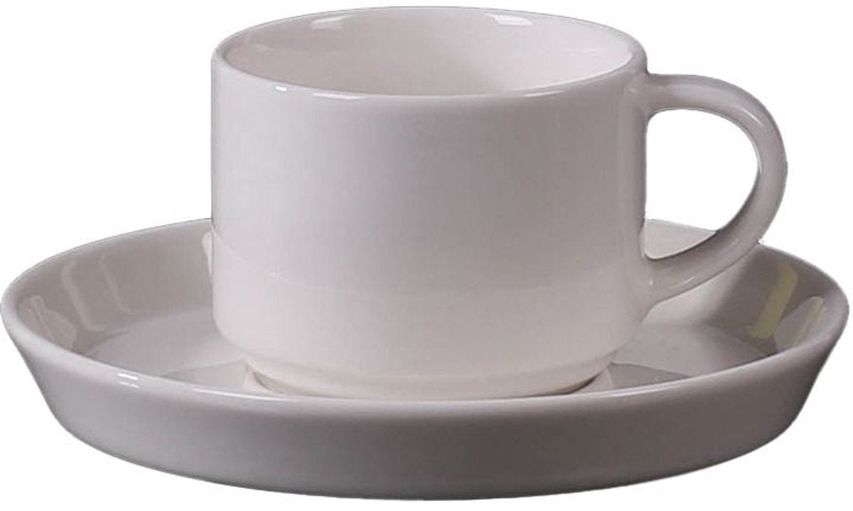 Bricard Porselein - Lunel Espresso Set - 90ml - Set van 12 - Wit - Turkse Koffie Kopjes met Schoteltjes - TEKZEN