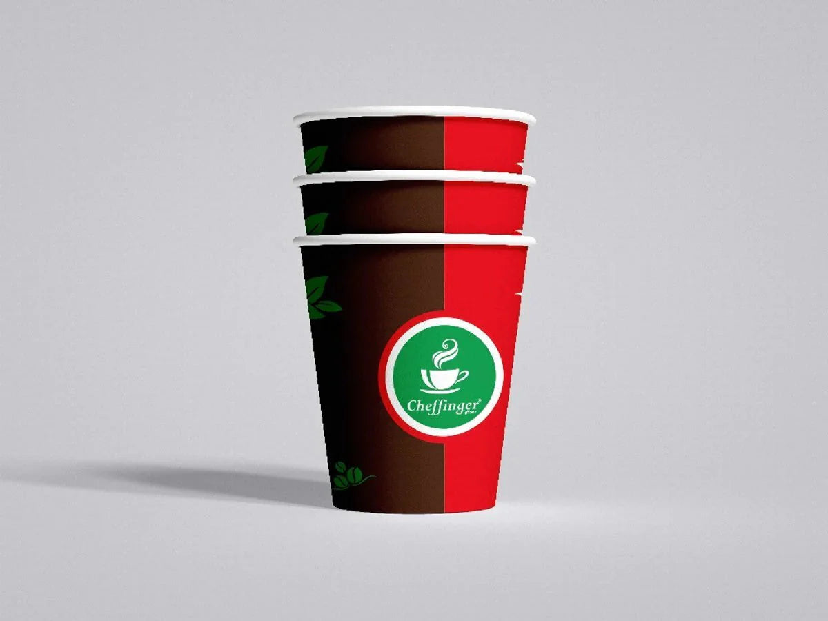 Cheffinger Kartonnen Koffiebeker - 200ml - Rood/Bruin - 100 Stuks - TEKZEN