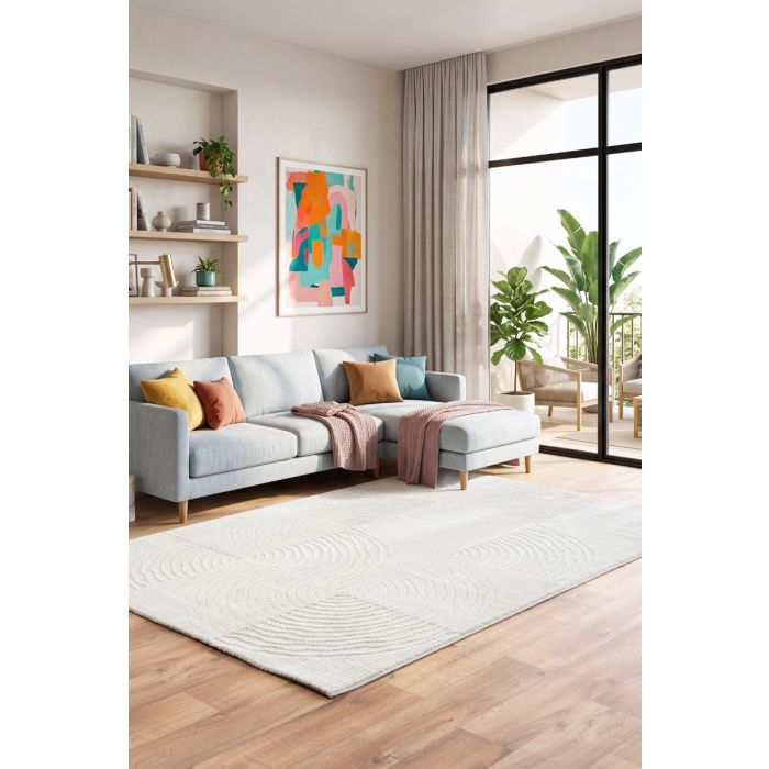 Cinar Carpets Liva F038A - Vloerkleed Crème - 13 mm