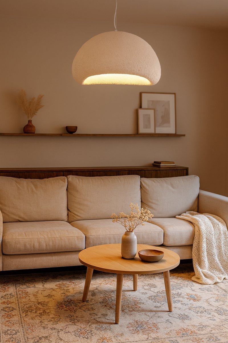 Kadirelli Hanglamp – Plafonniere Plafondlamp – Wabi Sabi – Japandi Hang Lamp – 40 CM – Wit – Slaapkamer Lamp – Hanglamp Eetkamer - TEKZEN