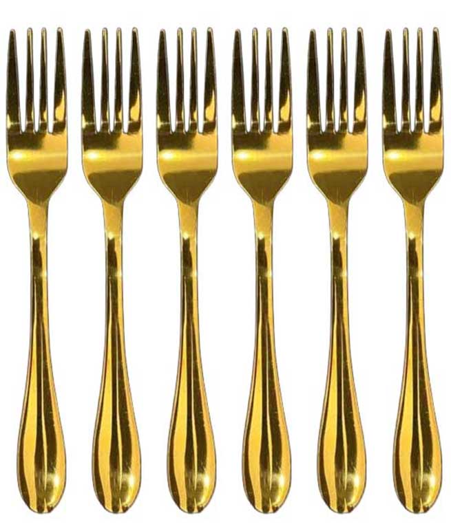 Kadirelli Tafelvork - Set van 12 - RVS Vorken - Vork - Goud - TEKZEN