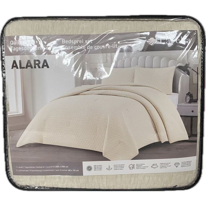 Lavella Alara Bedsprei Set, 3-delig, Crème, 240x250 cm – vooraanzicht