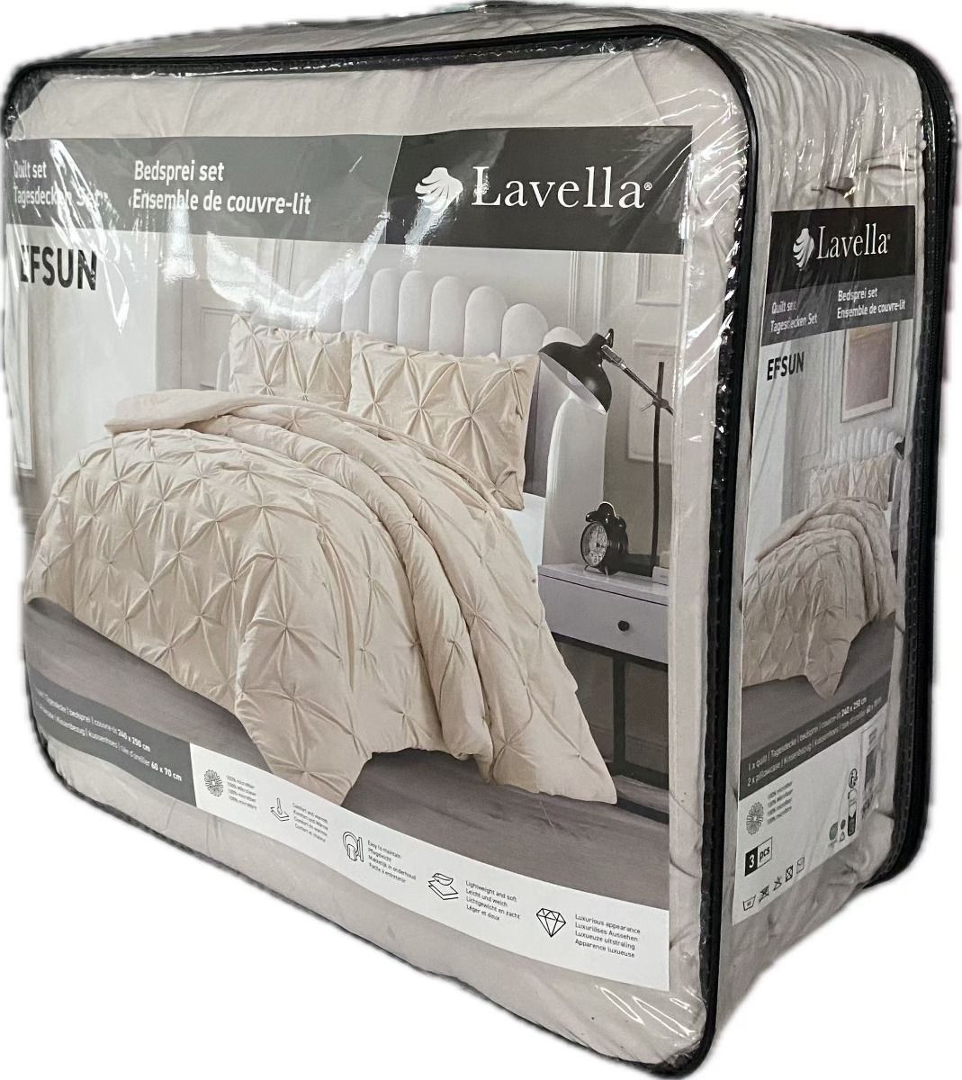 Lavella Efsun Bedsprei Set 3 - delig - Beige - 250x240cm - TEKZEN
