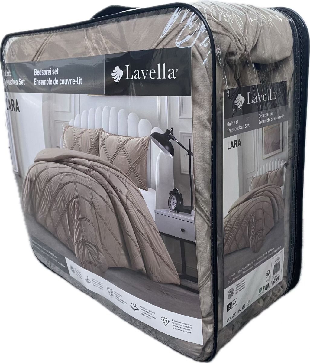 Lavella Lara Bedsprei Set 3 - delig - Bruin - 250x240cm - TEKZEN